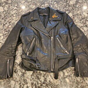 Harley Davidson Vintage 80s Hein Gericke Men's Black Leather Biker Jacket 38 Vtg